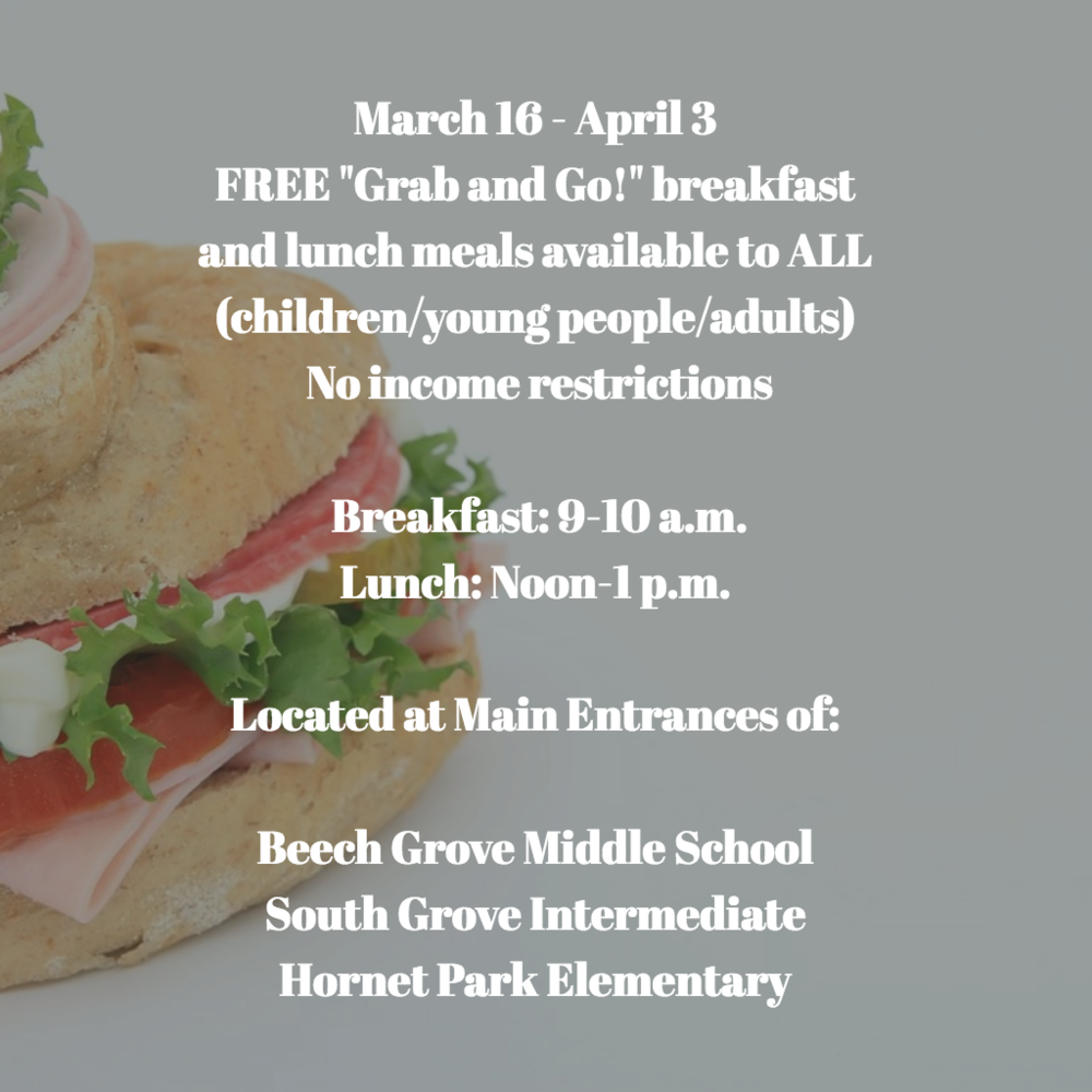 Free "Grab and Go" Meals - March 16 - April 3